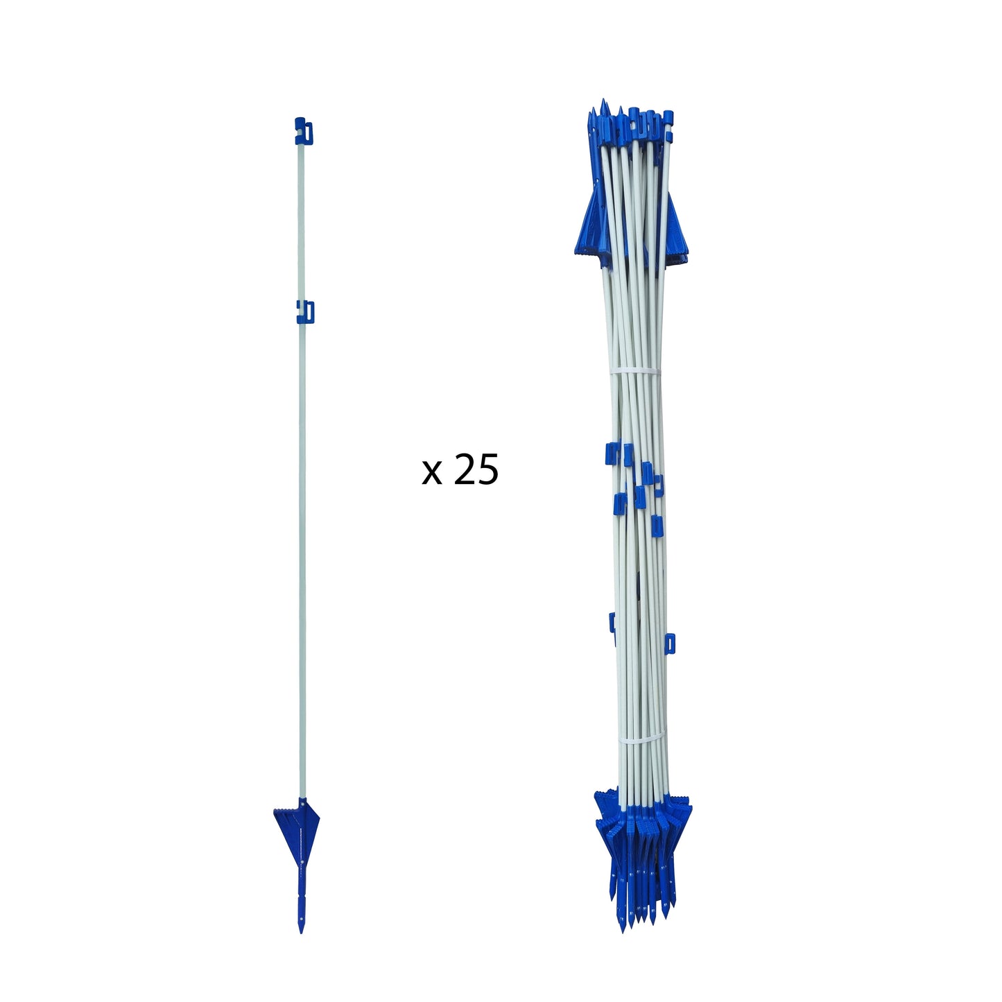 Piquets en fibre de verre avec pied et supports pour fil de fer/ruban