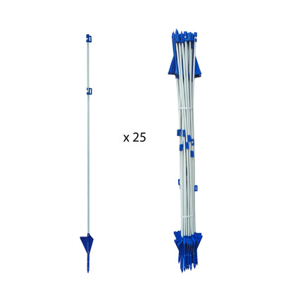 Piquets en fibre de verre avec pied et supports pour fil de fer/ruban 