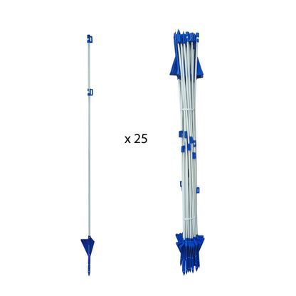Piquets en fibre de verre avec pied et supports pour fil de fer/ruban 