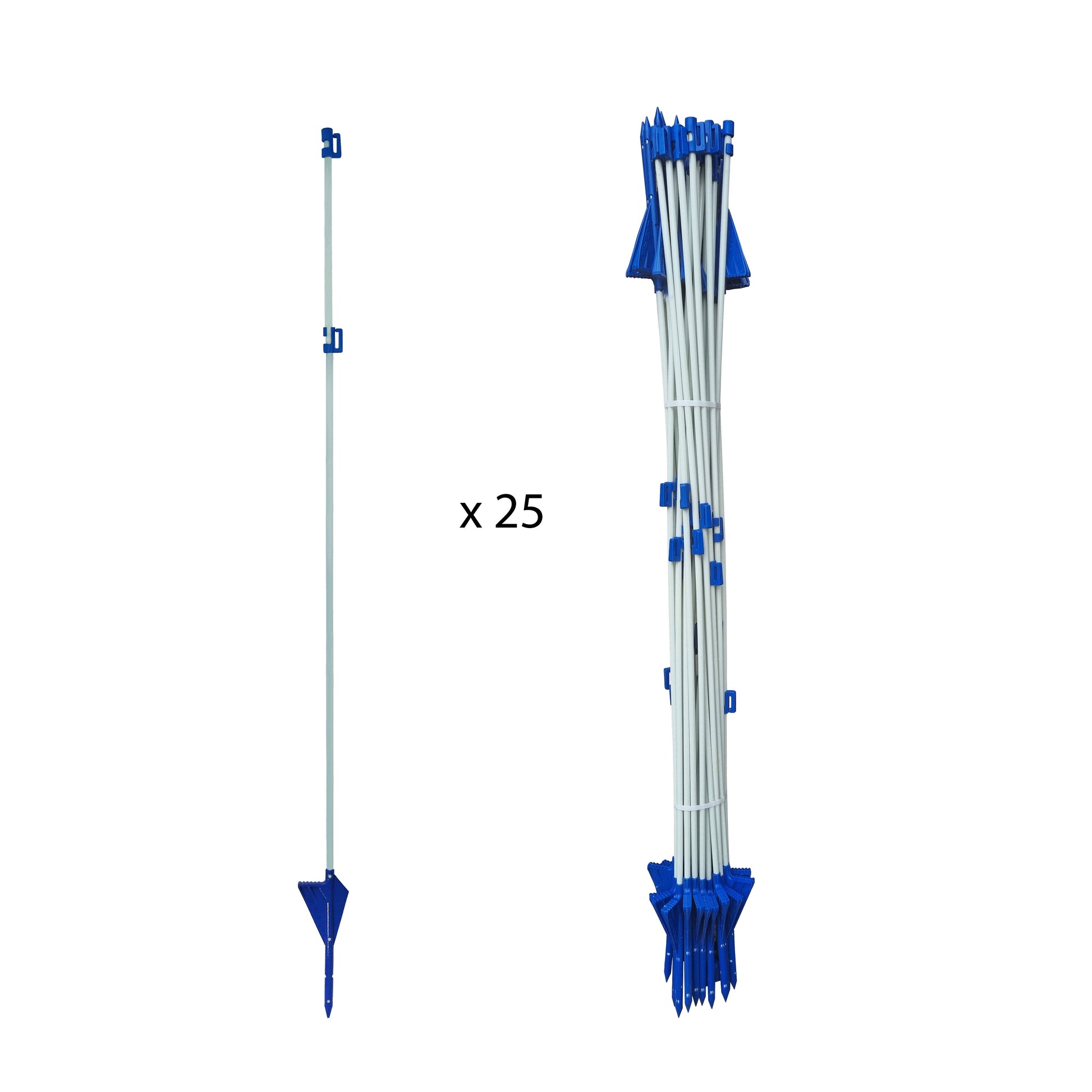Piquets en fibre de verre avec pied et supports pour fil de fer/ruban 