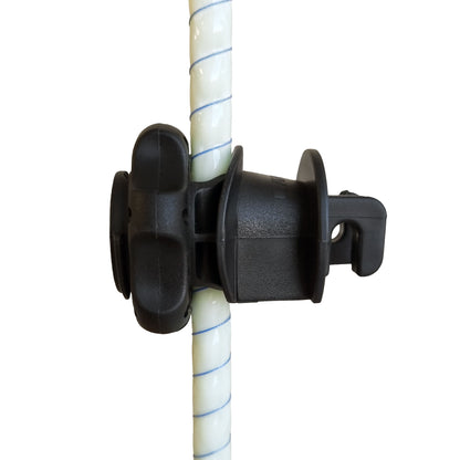 Isolateur pour le fil conducteur pouvant être fixés sur des piquets en fibre de verre Ugira LT de 8-12 mm de diamètre.